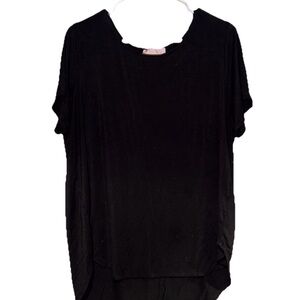 Philosophy Blouse Shirt Womens XLarge Black Short Sleeve.